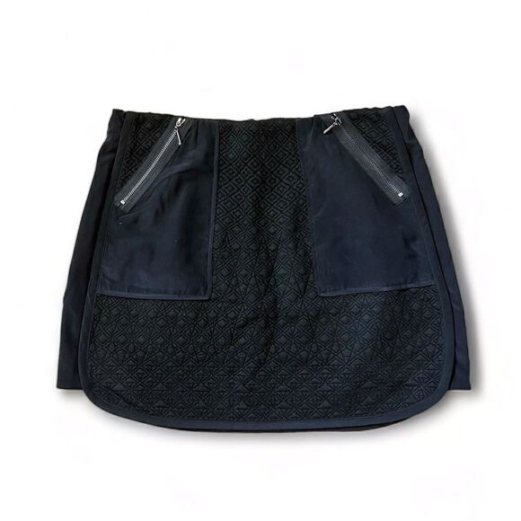 Rebecca Taylor Dresses & Skirts - Rebecca Taylor Black Quilted Zipper Detail Silk Lined Skirt Sz 8